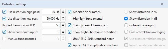 Distortion settings