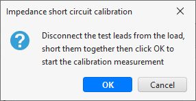 Impedance short circuit calibration prompt