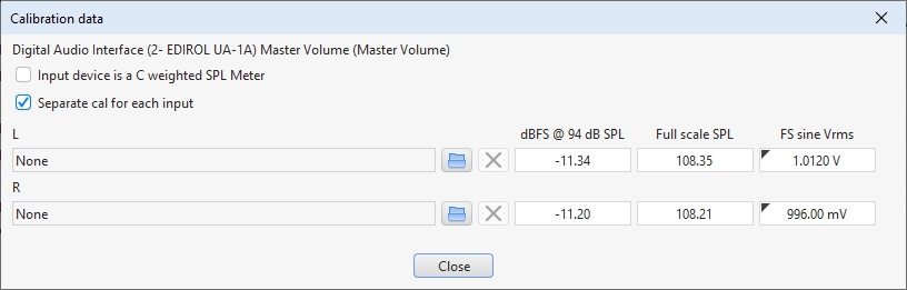 Mic cal file settings