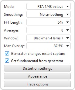 Periodic Noise RTA settings for input and output on different devices