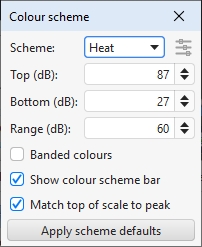 Waterfall colour scheme settings