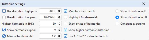 Distortion settings