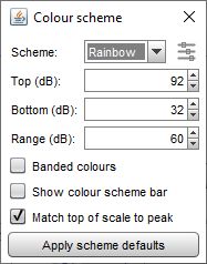 Waterfall colour scheme settings